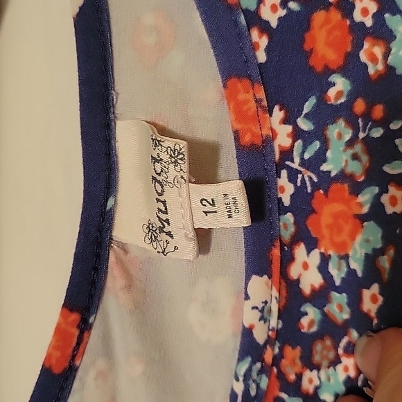 MUDD Girls blue Floral mixed patchwork print boho tunic sz 12 - Picture 2 of 4